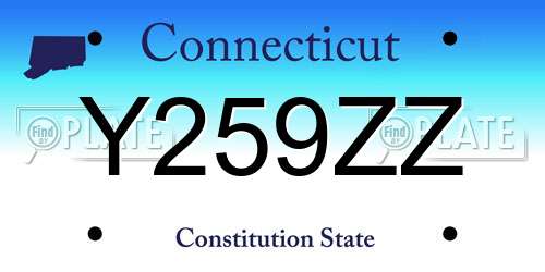 Y259ZZ Connecticut License Plate