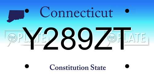 Y289ZT Connecticut License Plate