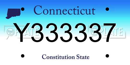 Y333337 Connecticut License Plate