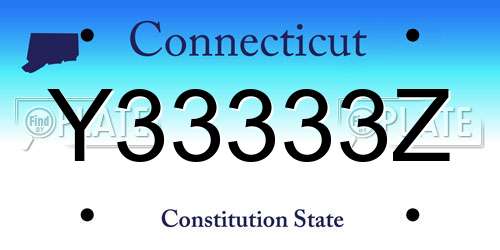 Y33333Z Connecticut License Plate