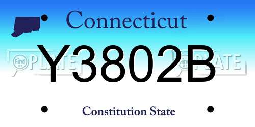 Y3802B Connecticut License Plate