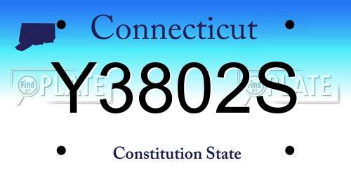 Y3802S Connecticut License Plate