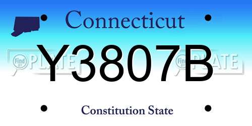 Y3807B Connecticut License Plate