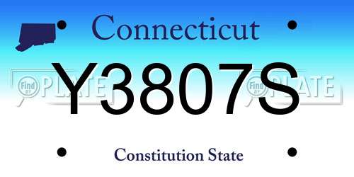 Y3807S Connecticut License Plate
