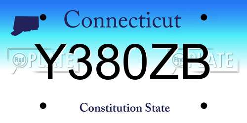 Y380ZB Connecticut License Plate
