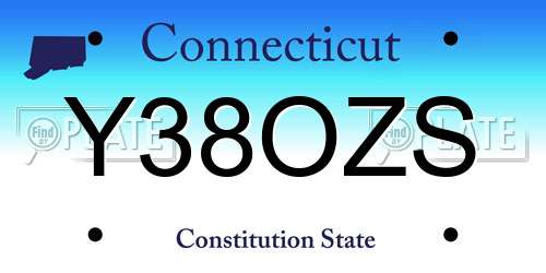 Y38OZS Connecticut License Plate
