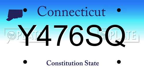 Y476SQ Connecticut License Plate