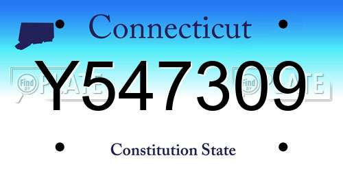Y547309 Connecticut License Plate