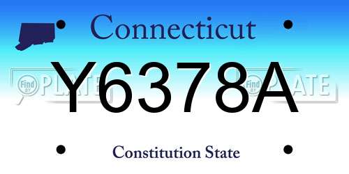 Y6378A Connecticut License Plate