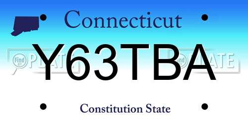 Y63TBA Connecticut License Plate