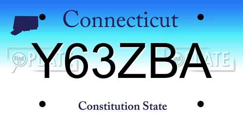 Y63ZBA Connecticut License Plate