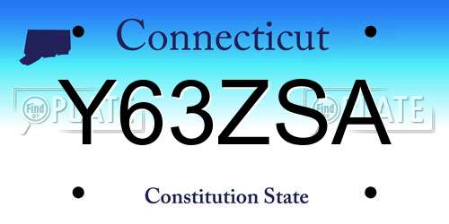 Y63ZSA Connecticut License Plate