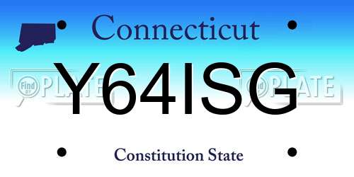 Y64ISG Connecticut License Plate