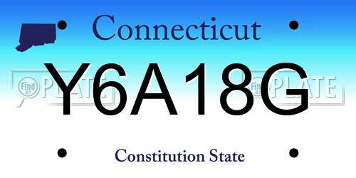 Y6A18G Connecticut License Plate