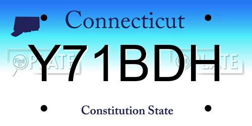 Y71BDH Connecticut License Plate