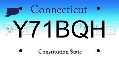 Y71BQH Connecticut License Plate