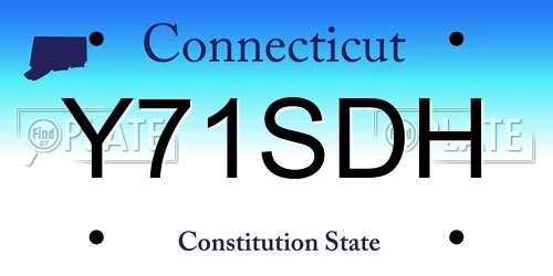 Y71SDH Connecticut License Plate