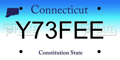 Y73FEE Connecticut License Plate