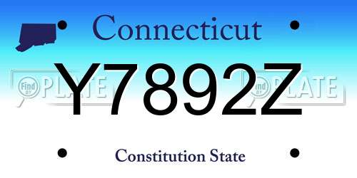 Y7892Z Connecticut License Plate