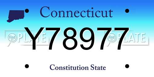 Y78977 Connecticut License Plate