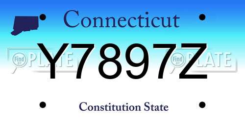 Y7897Z Connecticut License Plate