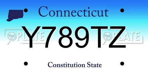 Y789TZ Connecticut License Plate