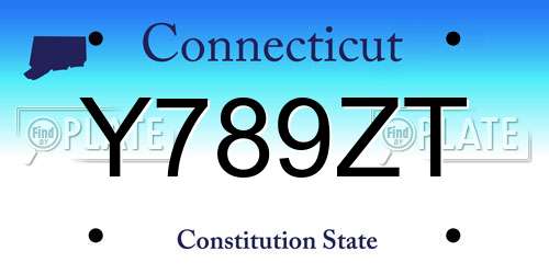 Y789ZT Connecticut License Plate