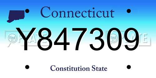Y847309 Connecticut License Plate