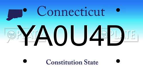 YA0U4D Connecticut License Plate