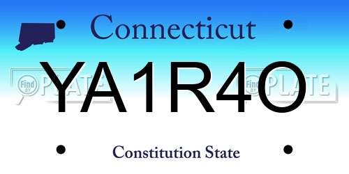 YA1R4O Connecticut License Plate