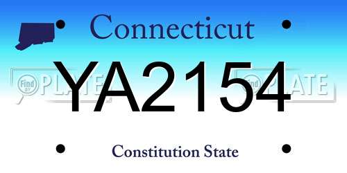 YA2154 Connecticut License Plate