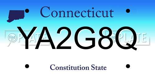 YA2G8Q Connecticut License Plate