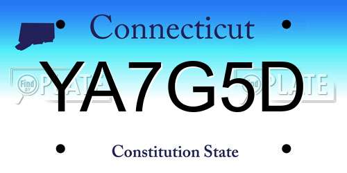 YA7G5D Connecticut License Plate