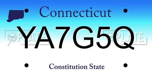 YA7G5Q Connecticut License Plate