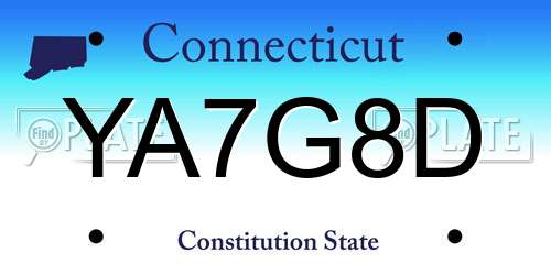 YA7G8D Connecticut License Plate