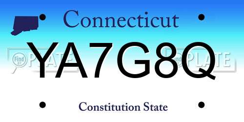 YA7G8Q Connecticut License Plate