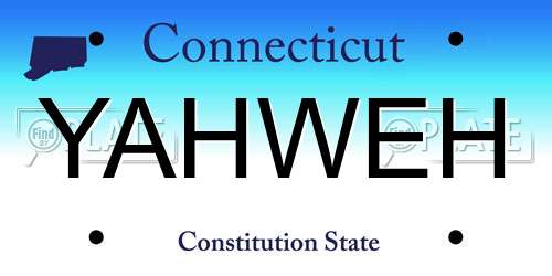 YAHWEH Connecticut License Plate