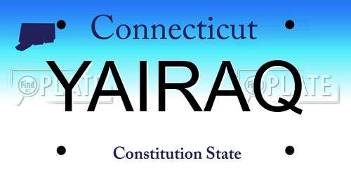 YAIRAQ Connecticut License Plate