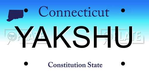 YAKSHU Connecticut License Plate