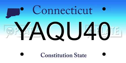 YAQU40 Connecticut License Plate