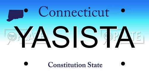 YASISTA Connecticut License Plate