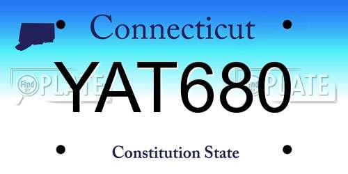 YAT680 Connecticut License Plate