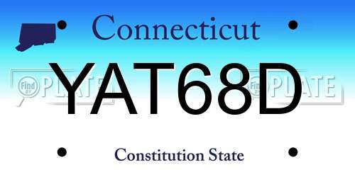 YAT68D Connecticut License Plate