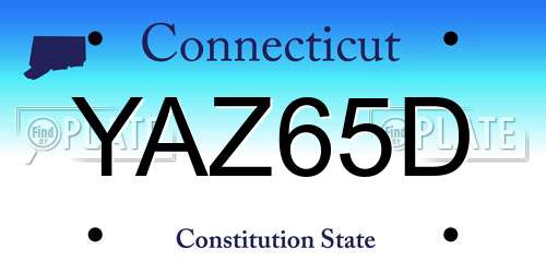 YAZ65D Connecticut License Plate