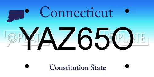 YAZ65O Connecticut License Plate