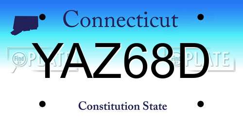 YAZ68D Connecticut License Plate