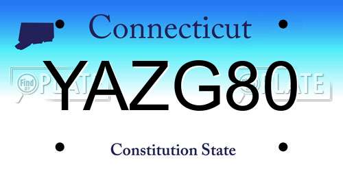 YAZG80 Connecticut License Plate