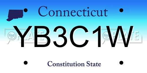 YB3C1W Connecticut License Plate