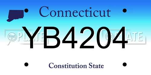 YB4204 Connecticut License Plate