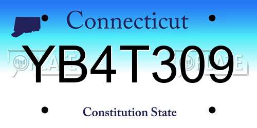 YB4T309 Connecticut License Plate